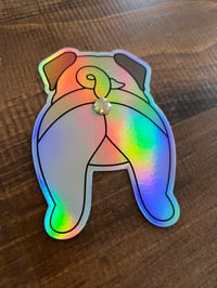 Image 1 of Pug Butthole Sticker - Holographic 3D
