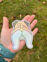 Image 3 of Pug Butthole Sticker - Holographic 3D