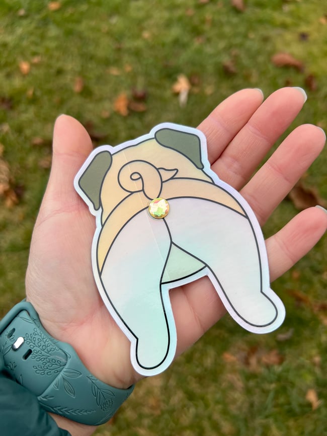 Pug Butthole Sticker - Holographic 3D
