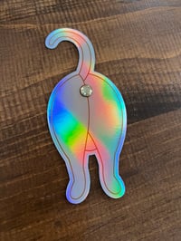 Image 2 of Sphynx Butthole Sticker - Holographic 3D