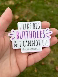 Image 1 of "I like big buttholes and I cannot lie" Sticker