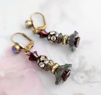 Image 2 of Romantic Flower Earrings, Handcrafted Blossom Glass Drop Earrings Floral Jewelry