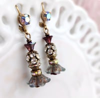 Image 3 of Romantic Flower Earrings, Handcrafted Blossom Glass Drop Earrings Floral Jewelry
