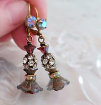 Image 1 of Romantic Flower Earrings, Handcrafted Blossom Glass Drop Earrings Floral Jewelry