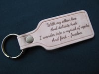Image 1 of Leather Keyring - 'With my silken line'