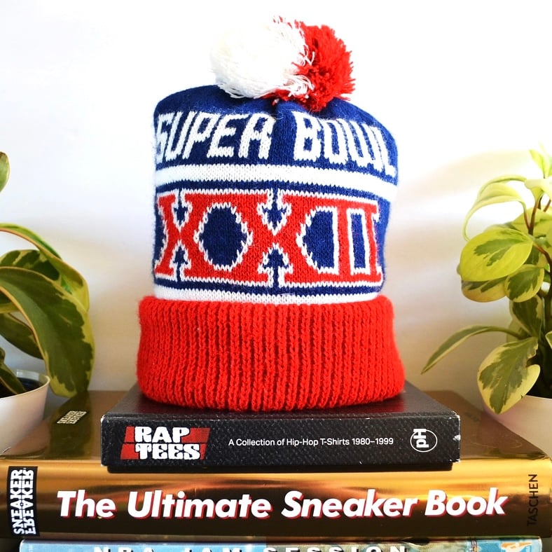 Image of Vintage 1988 Washington Redskins Super Bowl XXII Pom Beanie