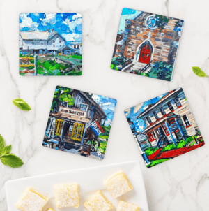 Image of Little Town Of Saxonburg Acrylic Coaster Set Series 3