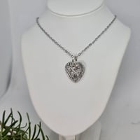 Image 1 of Fine Silver Heart Pendant and Sterling Silver Chain - (SJ018)