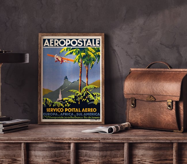 Aeropostale - Servico Postal Aereo Vintage Travel Poster
