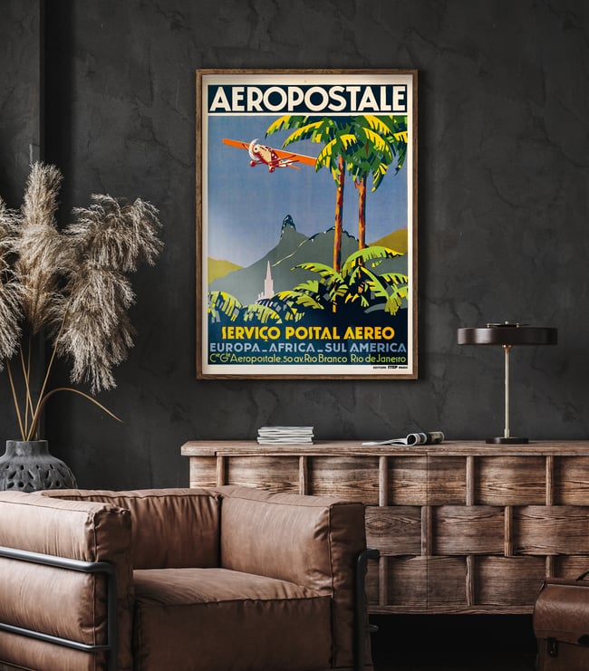 Aeropostale - Servico Postal Aereo Vintage Travel Poster