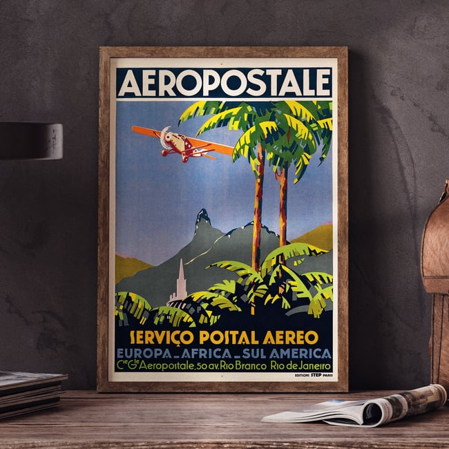 Aeropostale - Servico Postal Aereo Vintage Travel Poster