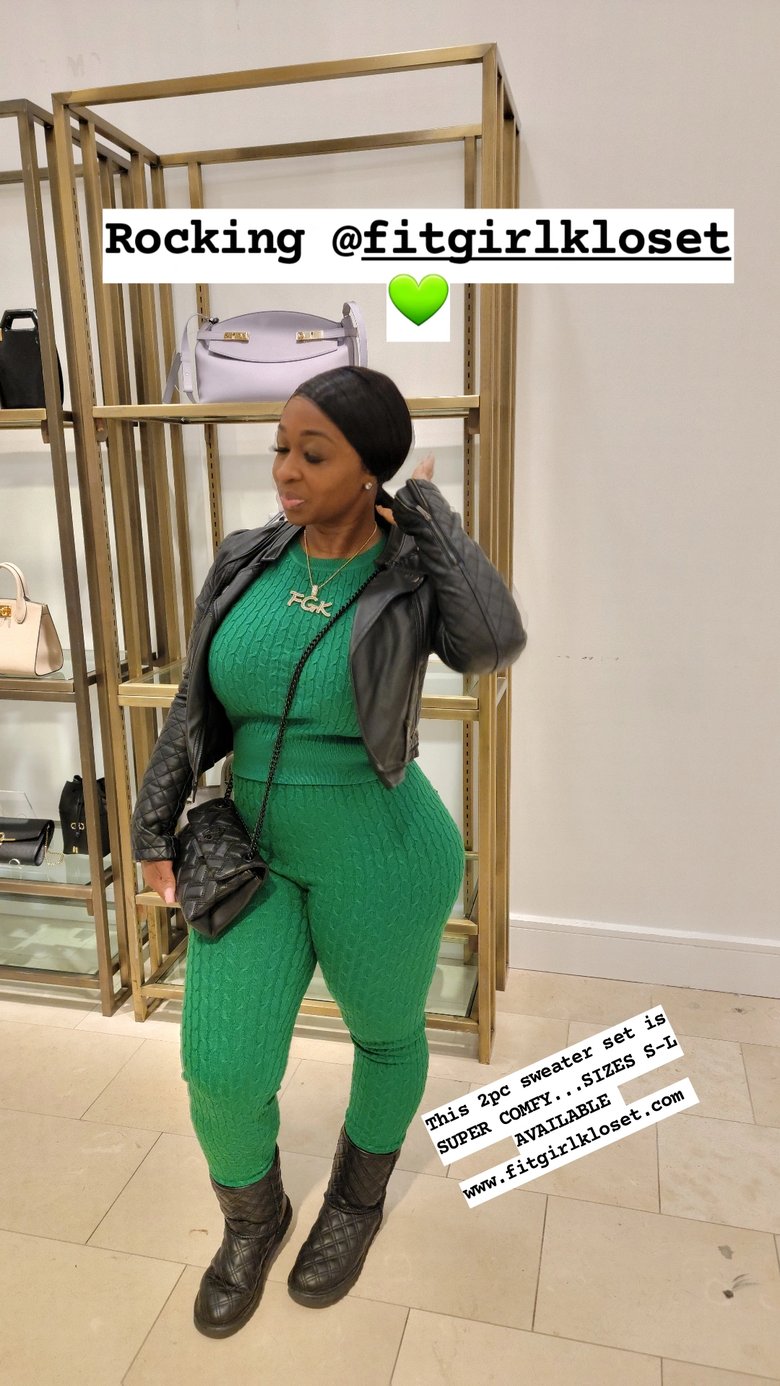 Image of Green Cable Knit Sweater Set