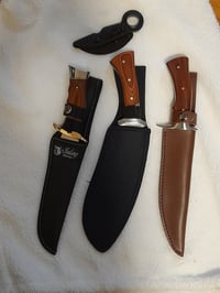 Image 2 of SET  4 knives - Kukri Hunting Knife  2 Bowie Knives and Folding Karambit