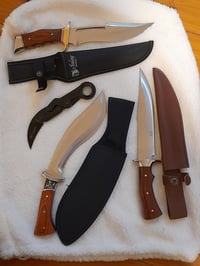 Image 3 of SET  4 knives - Kukri Hunting Knife  2 Bowie Knives and Folding Karambit