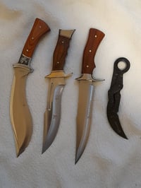 Image 4 of SET  4 knives - Kukri Hunting Knife  2 Bowie Knives and Folding Karambit