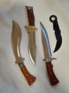 SET  4 knives - Kukri Machete Knife  2 Bowie Knives and Folding Karambit