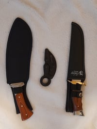 Image 3 of SET  3 knives - Kukri Huntinh Knife   Bowie Knife and Folding Karambit