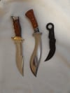 SET  3 knives - Kukri Machete Knife   Bowie Knife and Folding Karambit