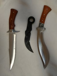 Image 1 of SET  3 knives - Kukri Hunting Knife  Bowie Knife and Folding Karambit
