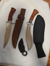 SET  3 knives - Kukri Machete Knife  Bowie Knife and Folding Karambit