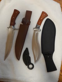 Image 2 of SET  3 knives - Kukri Hunting Knife  Bowie Knife and Folding Karambit