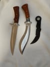 SET  3 knives - Kukri Machete Knife  Bowie Knife and Folding Karambit