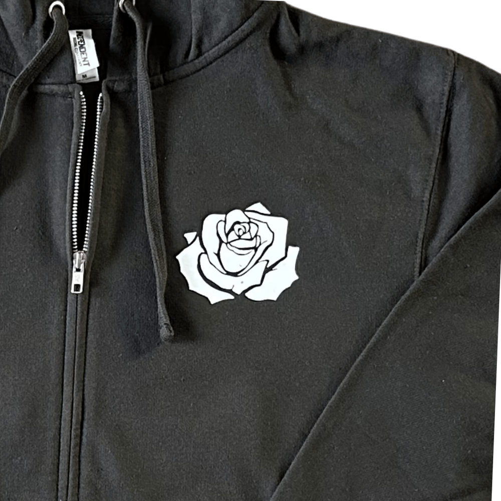 Image of "Circle Rose" BLACK Zip Hoodie