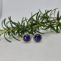Image 1 of Sterling Silver Lapis Lazuli Studs - (SJ019)