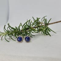 Image 2 of Sterling Silver Lapis Lazuli Studs - (SJ019)