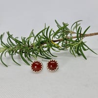 Image 1 of Sterling Silver Carnelian Studs - (SJ021)