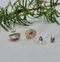 Image 3 of Sterling Silver Carnelian Studs - (SJ021)