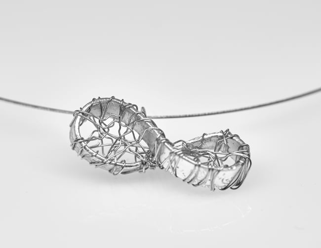 Silver wire infinity pendant, Tiny sculpture eternity art necklace, Perpetual shape