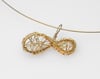 Gold eternity art necklace, Wire sculpture mobius infinity pendant, Perpetual shape math gift