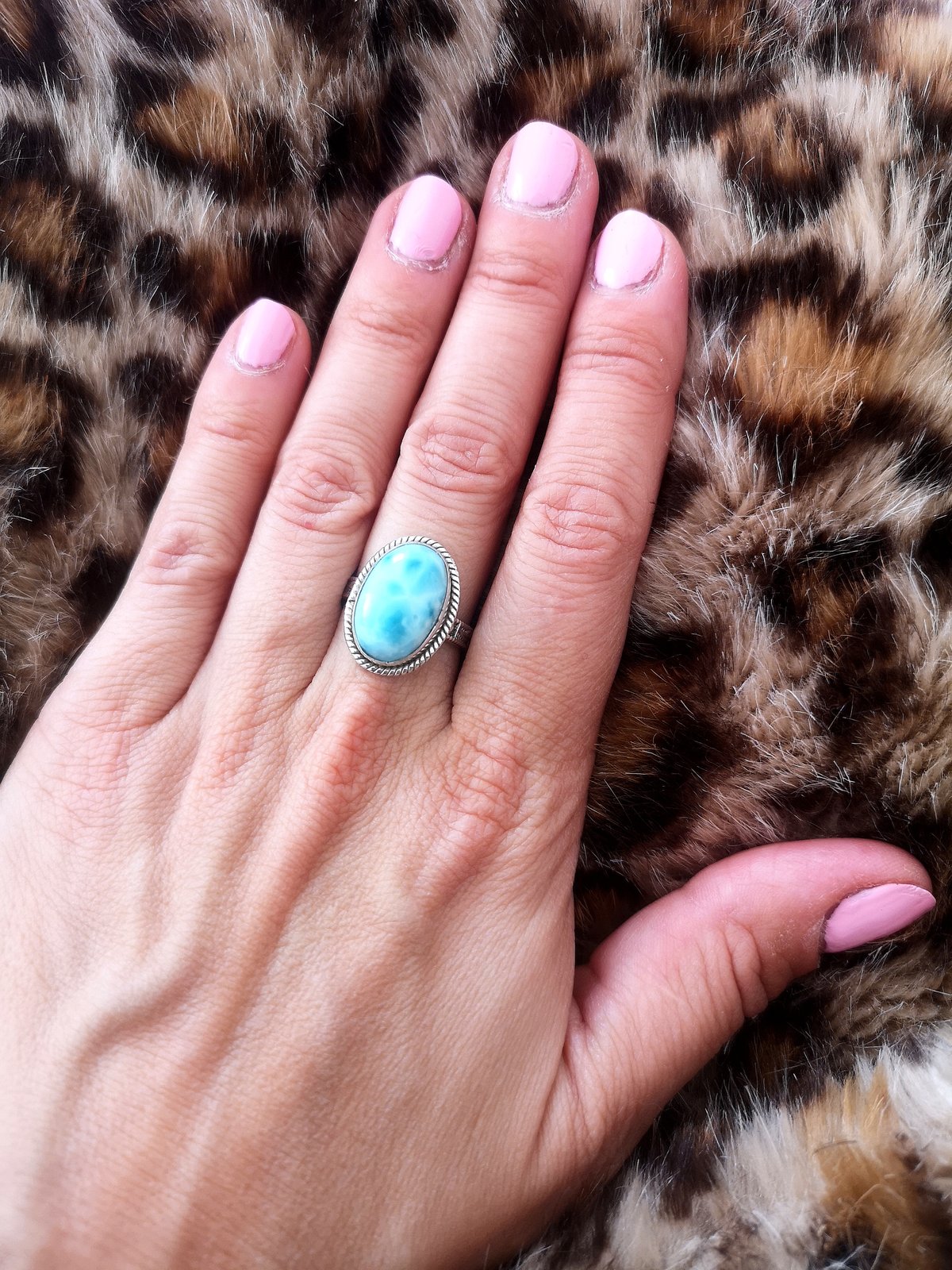 Image of Bague larimar - taille 58 - ref. Soejfk