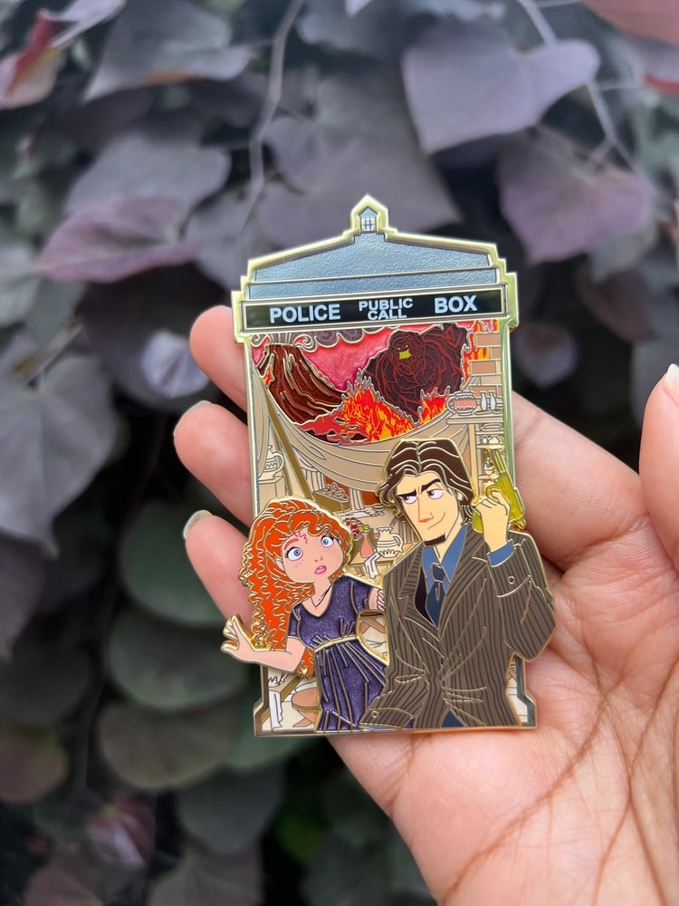 Image of 60th anniversary sale! New Who: The Fires of Pompeii enamel pin
