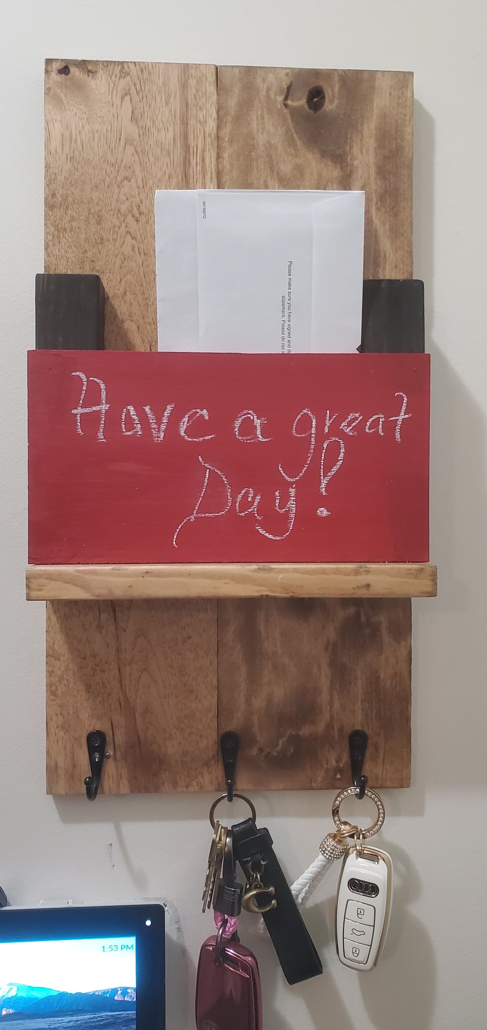Rustic Wooden Mailbox with Message board
