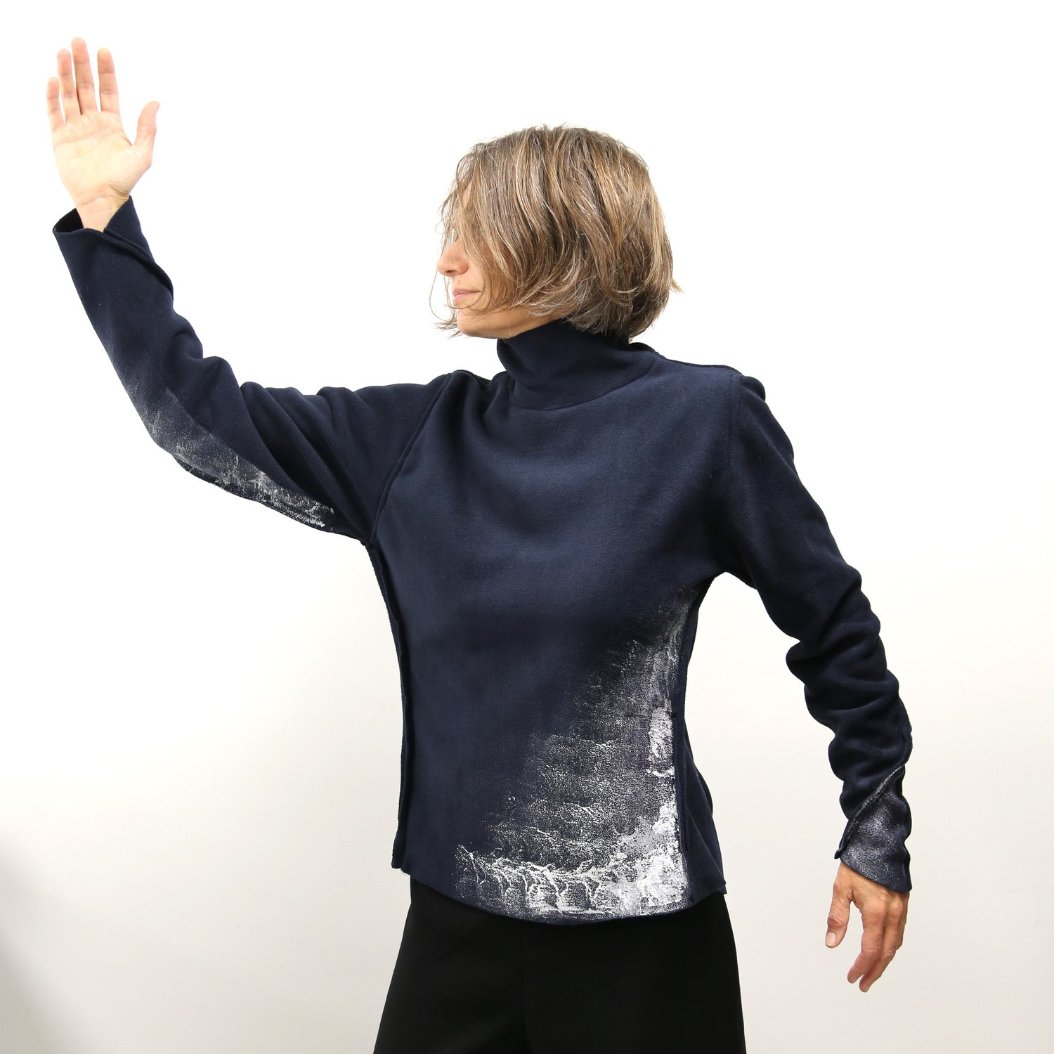 Image of HAND PAINTED ECO FLEECE SWEATER WITH DEGRADED PAINT