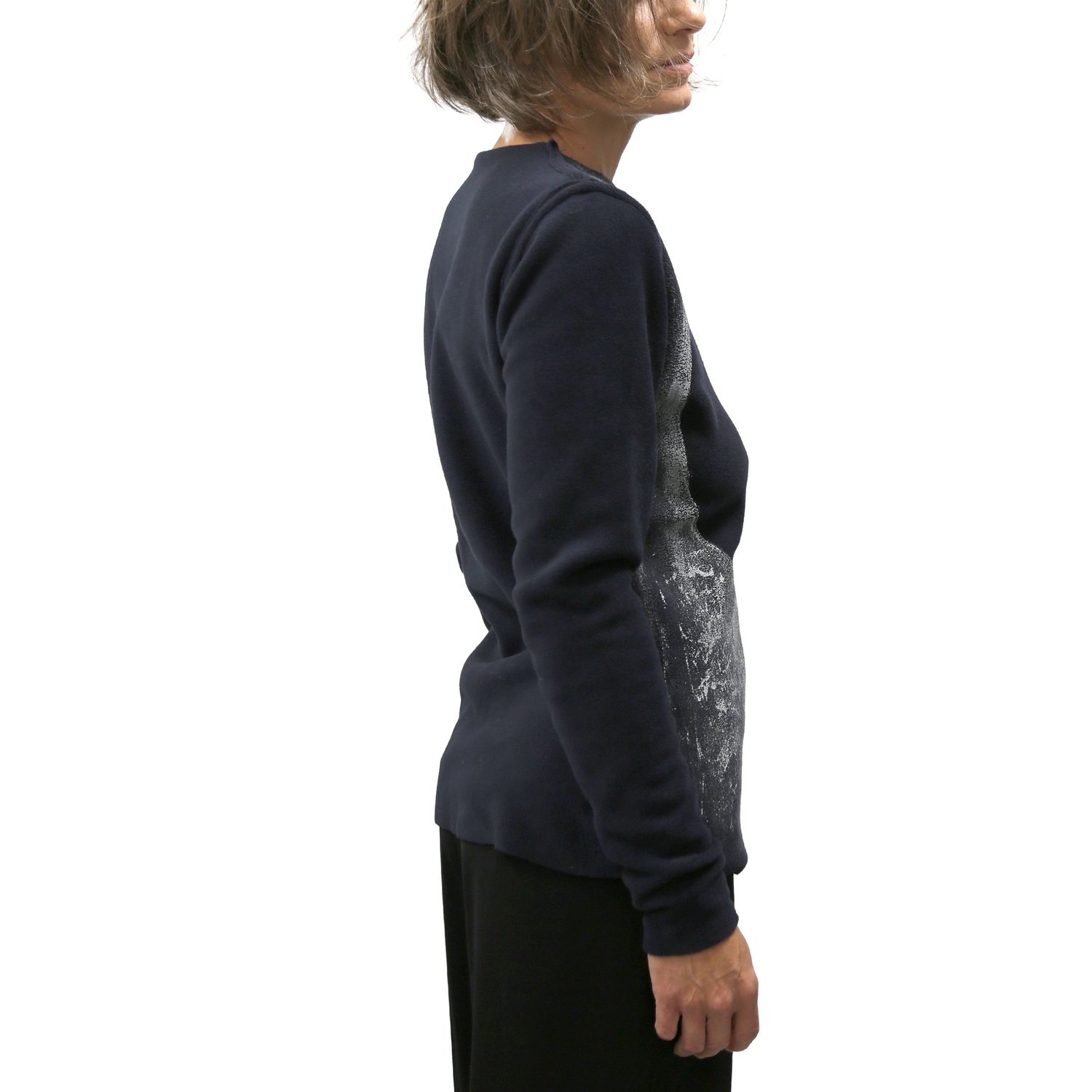 Image of HAND PAINTED ECO FLEECE SWEATER WITH LUNAR DRAWING