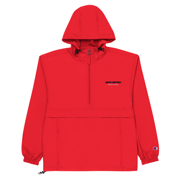 Image of Boy Retro 'Anorak Windbreaker" Half-Zip Jacket - Red