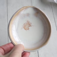 Image 4 of Medium Spoon Rest, White and Ocher Ceramic Spoon Holder for Your Coffee or Tea Spoon, Made in USA