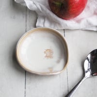 Image 3 of Medium Spoon Rest, White and Ocher Ceramic Spoon Holder for Your Coffee or Tea Spoon, Made in USA