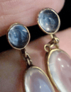 EDWARDIAN LARGE 15CT YELLOW GOLD MOONSTONE DROP EARRINGS FINE QUALITY 5.6g