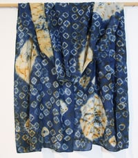 Image 3 of Circle in a Square - Indigo and Rust Silk Scarf