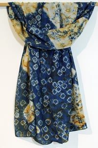 Image 2 of Circle in a Square - Indigo and Rust Silk Scarf