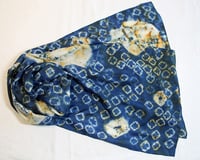 Image 4 of Circle in a Square - Indigo and Rust Silk Scarf