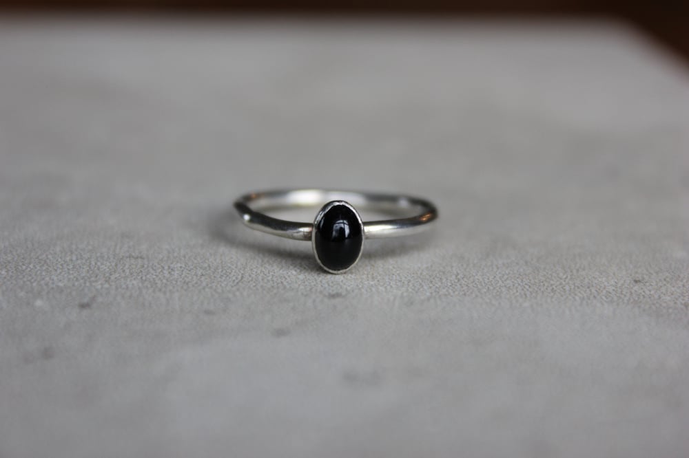 Image of Black Onyx Oval Ring Size 5 and 6