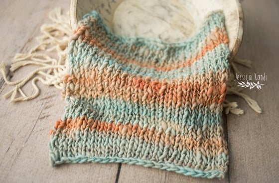 Image of Coral-mint hand dyed wool knit layer