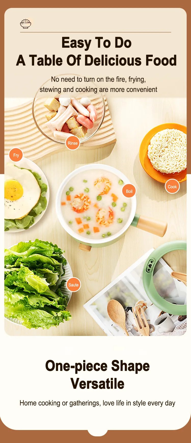 Electric Cooker Kitchen Appliance Double Layer Home for Hot Pot Cooking Soup Heater Multifunctional 