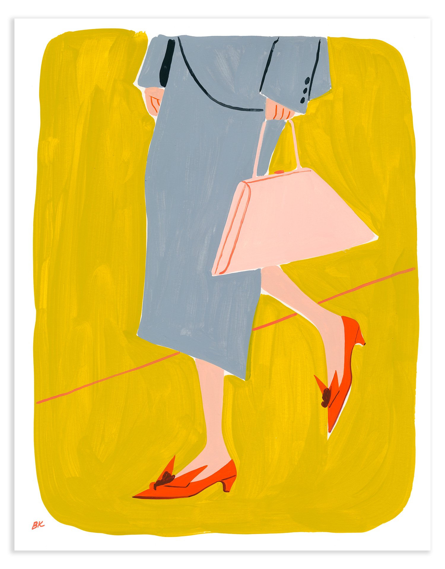 Image of Prada original fashion illustration - Yellow