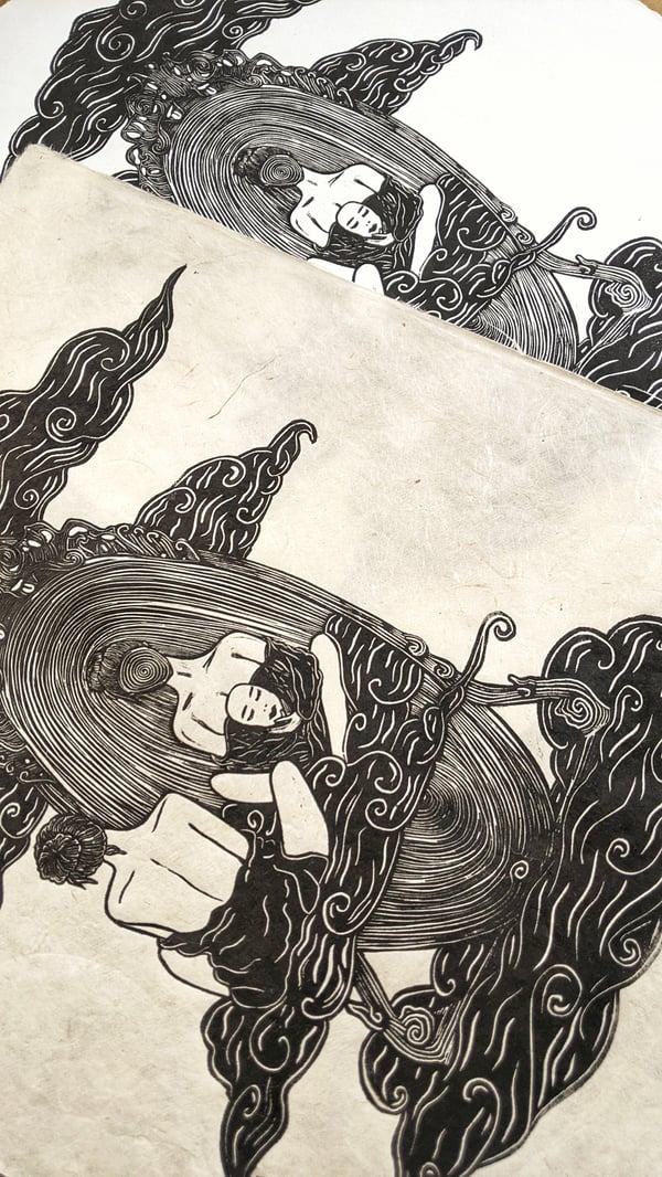 Image of Mirroring - Linocut Print
